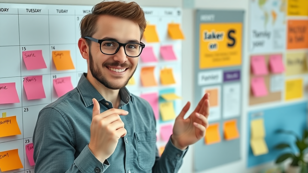 content creation mistakes organized marketing manager content calendar sticky notes vibrant workspace