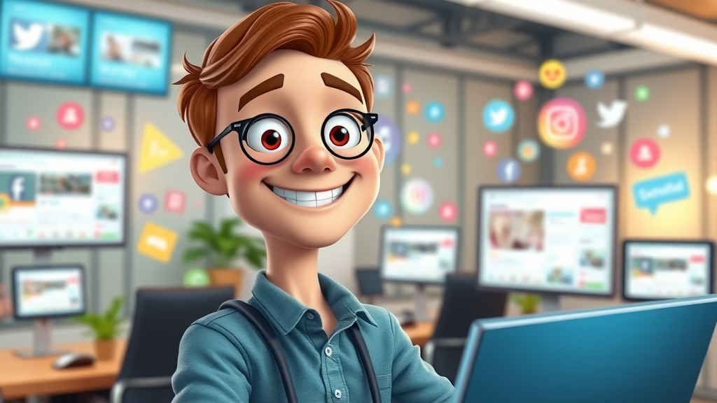 Marketer scheduling SEO content for business blog promotion on social media