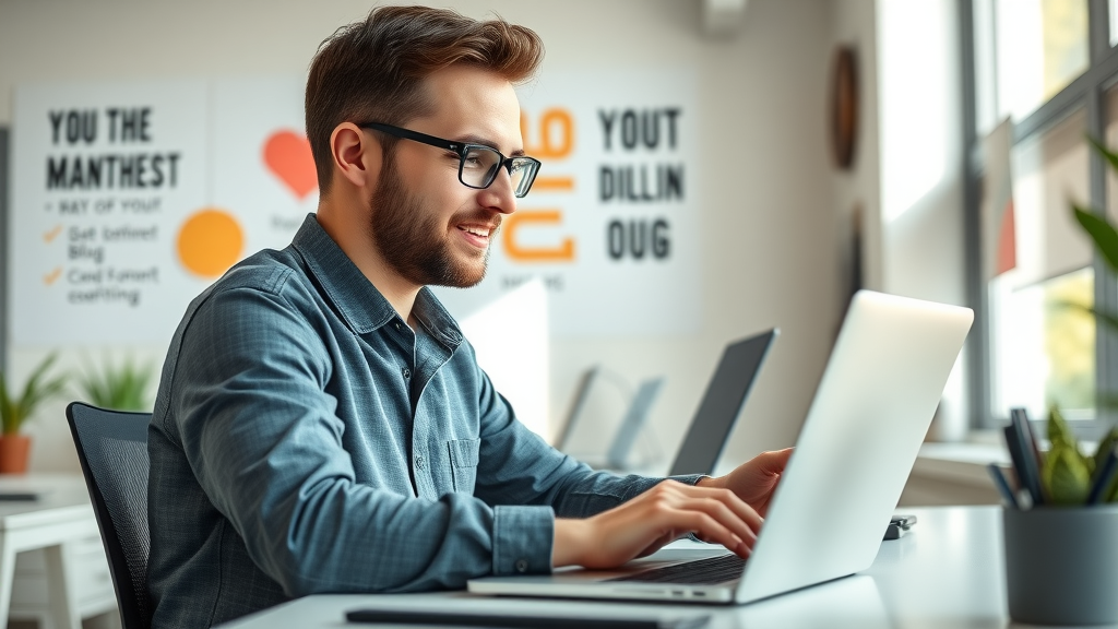 Professional small business owner working on creating a business blog