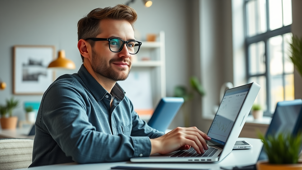 improving blog traffic in a modern blogger workspace, digital marketer analyzing website analytics