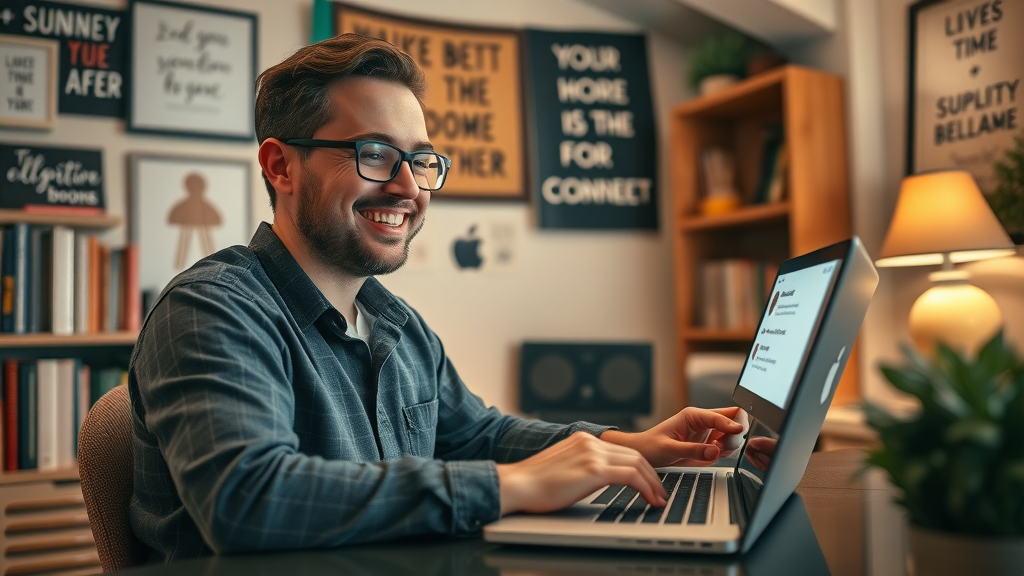 blogger typing and connecting with audience using blogging best practices