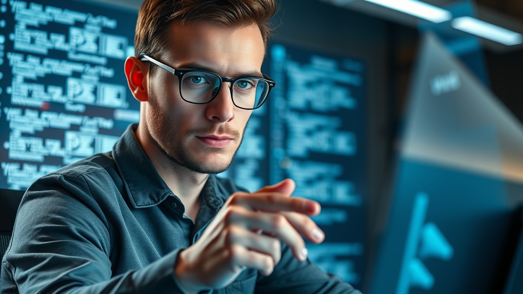 Webmaster adjusting meta descriptions and headers for business blog SEO
