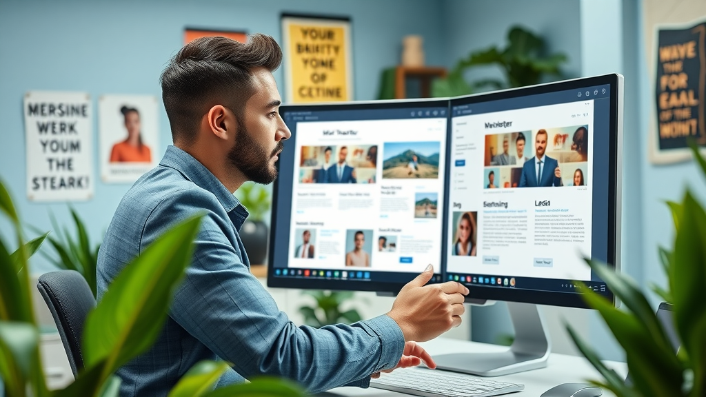 email marketing driving improving blog traffic, marketer designing newsletter on monitor