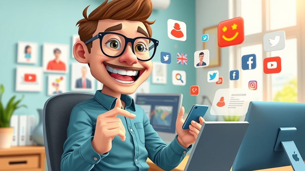 Social media marketer sharing and promoting business blog posts on multiple platforms