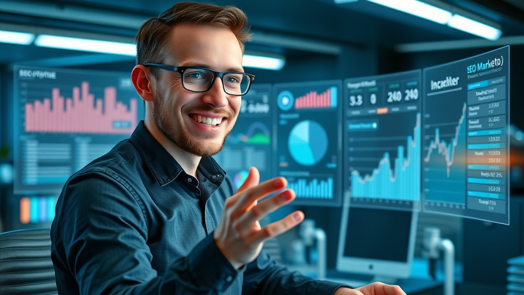 innovative marketer using SEO plugin and tools for blog post optimization dashboard