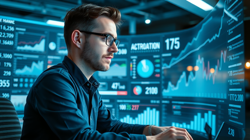 improving blog traffic with analytics, blogger reviewing dashboard with graphs and metrics